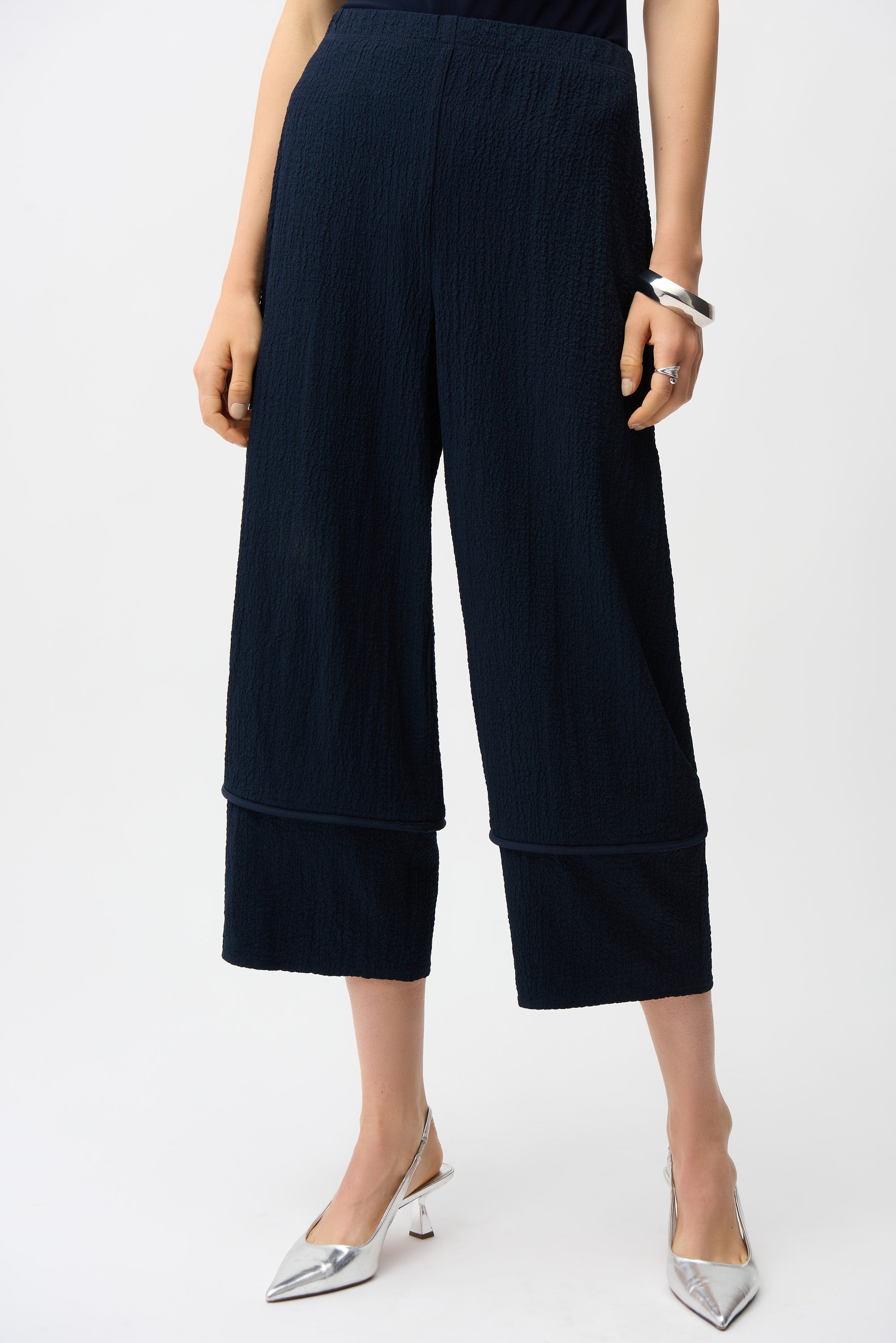 Seersucker Balloon Pull-On Pants, Midnight Blue