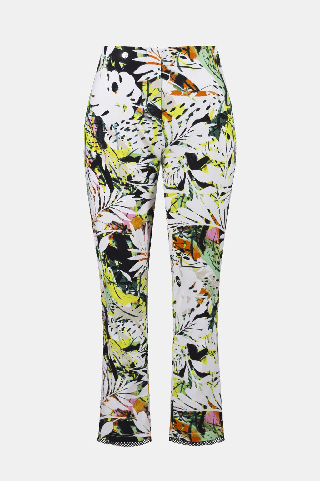 Millennium Tropical Print Pull-On Pants With Mesh Detail, Vanilla/Multi
