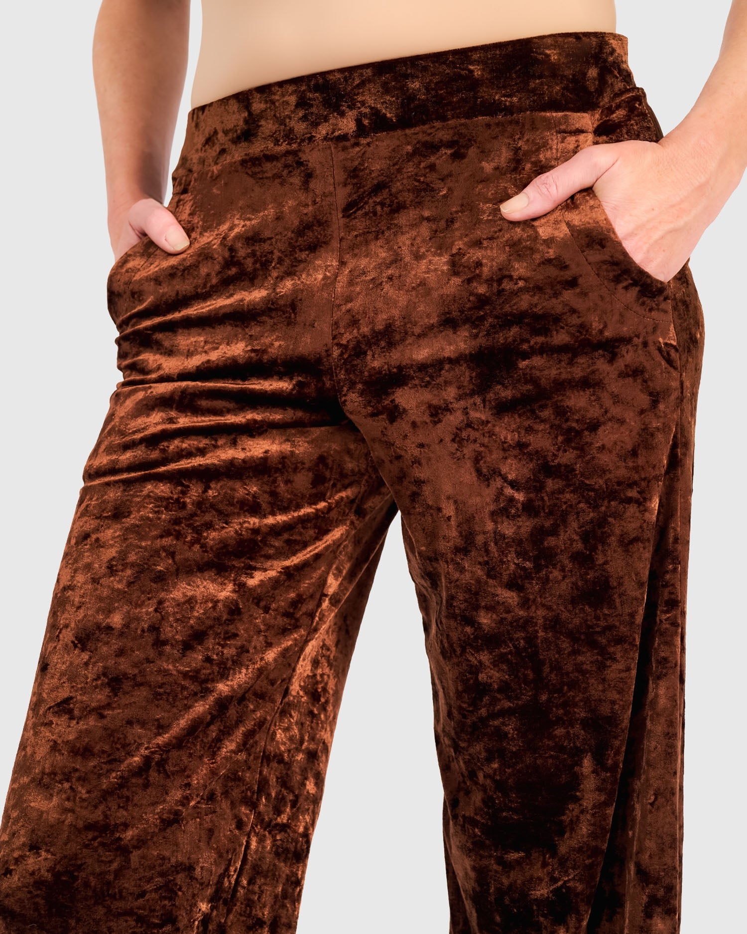 Velvet Slim Lantern Pants, Maple