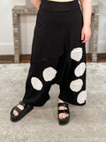 Applique Circles Harem Pant, Black/Cream
