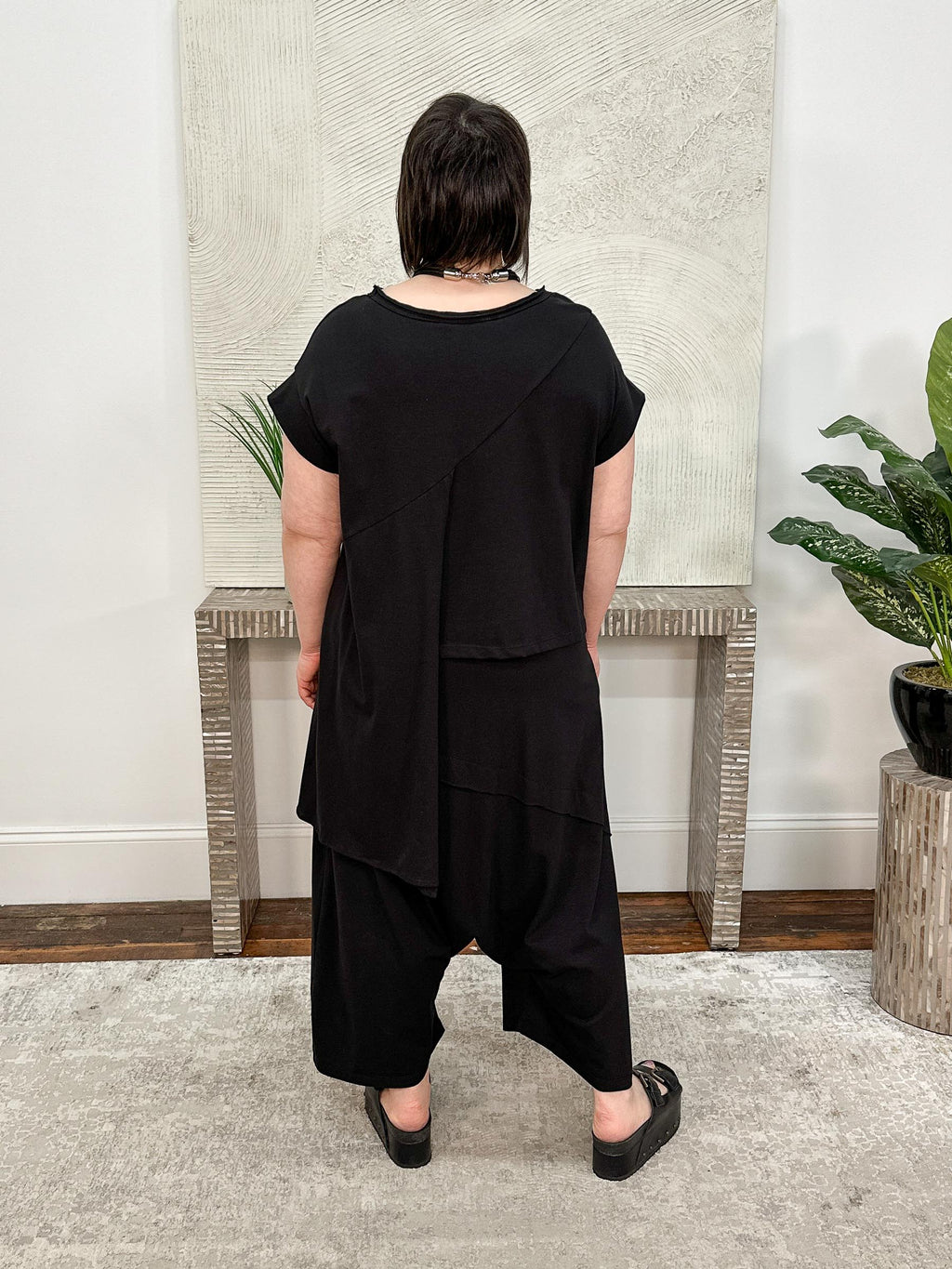 Applique Circles Harem Pant, Black/Cream