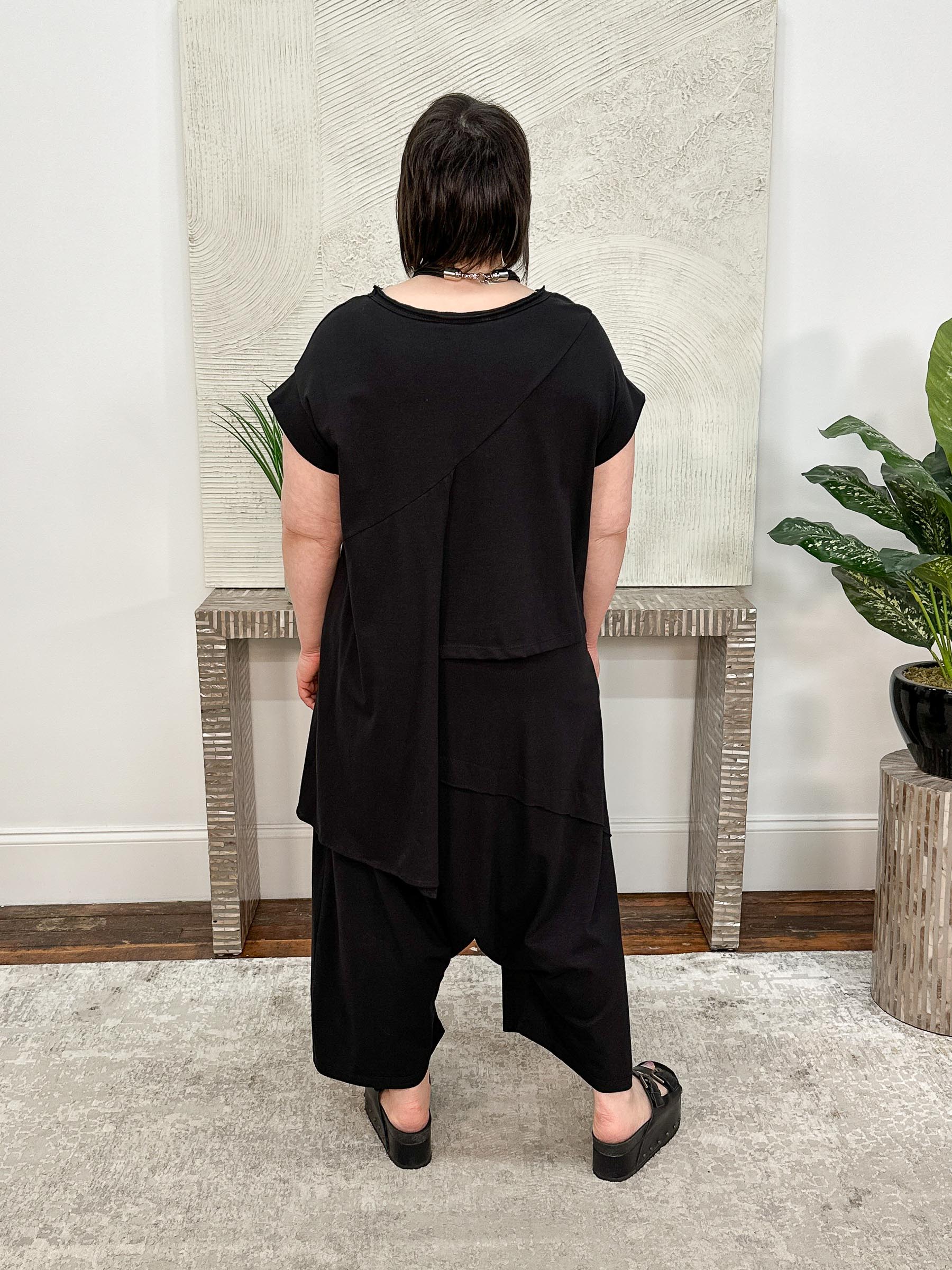 Applique Circles Harem Pant, Black/Cream