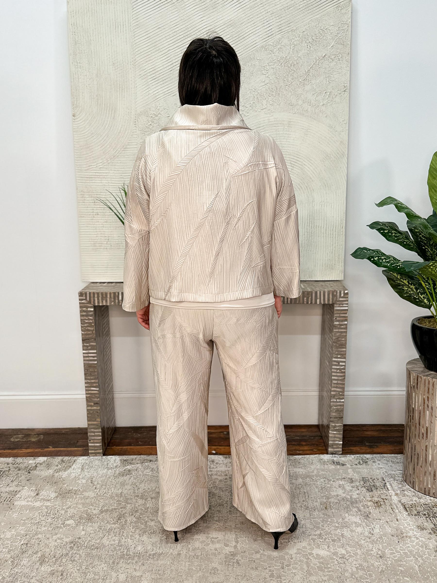 Pleated Satin Pull-On Culotte Pants, Moonstone