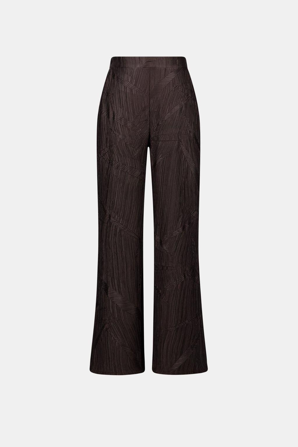 Pleated Satin Pull-On Wide-Leg Pants, Mocha