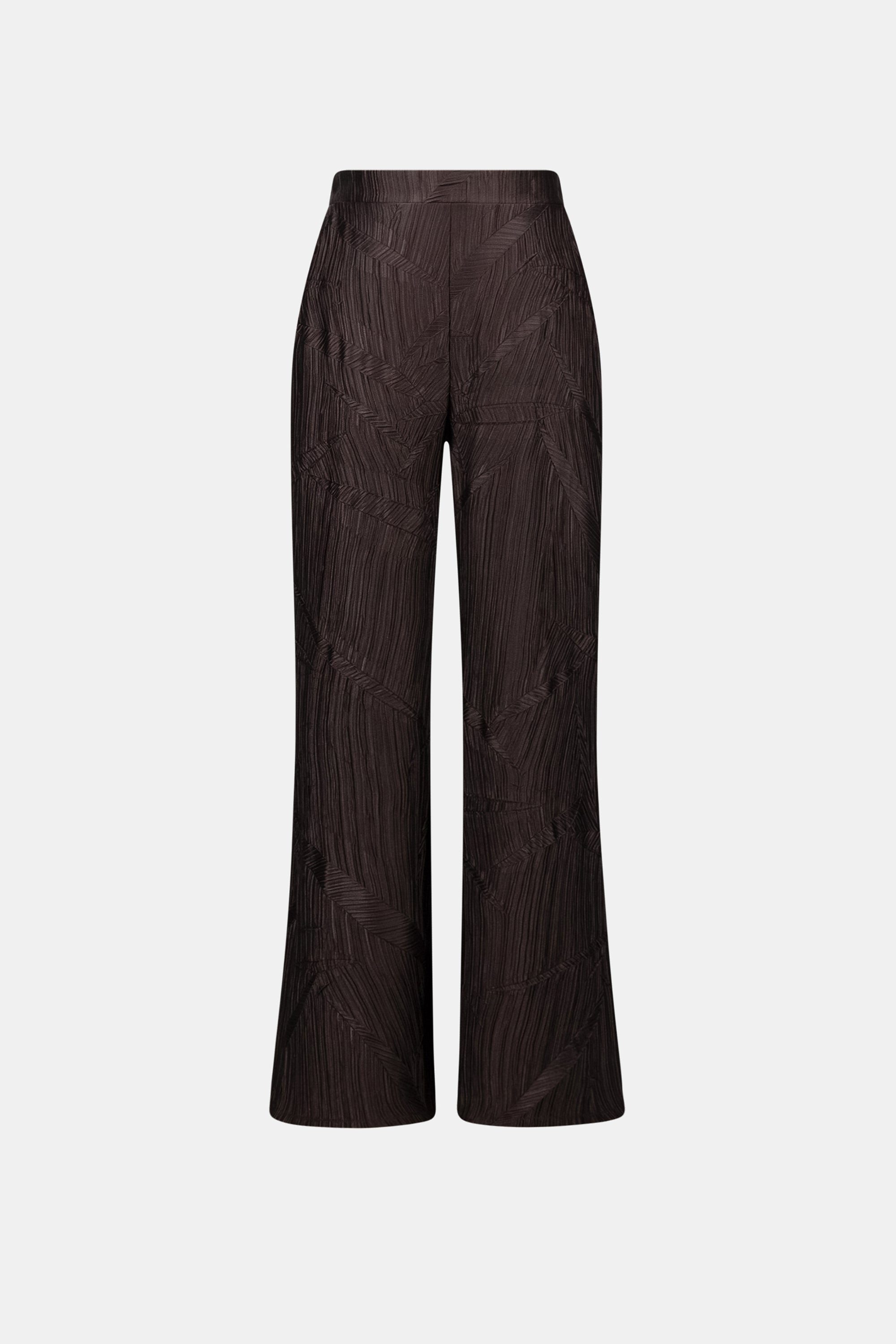 Pleated Satin Pull-On Wide-Leg Pants, Mocha