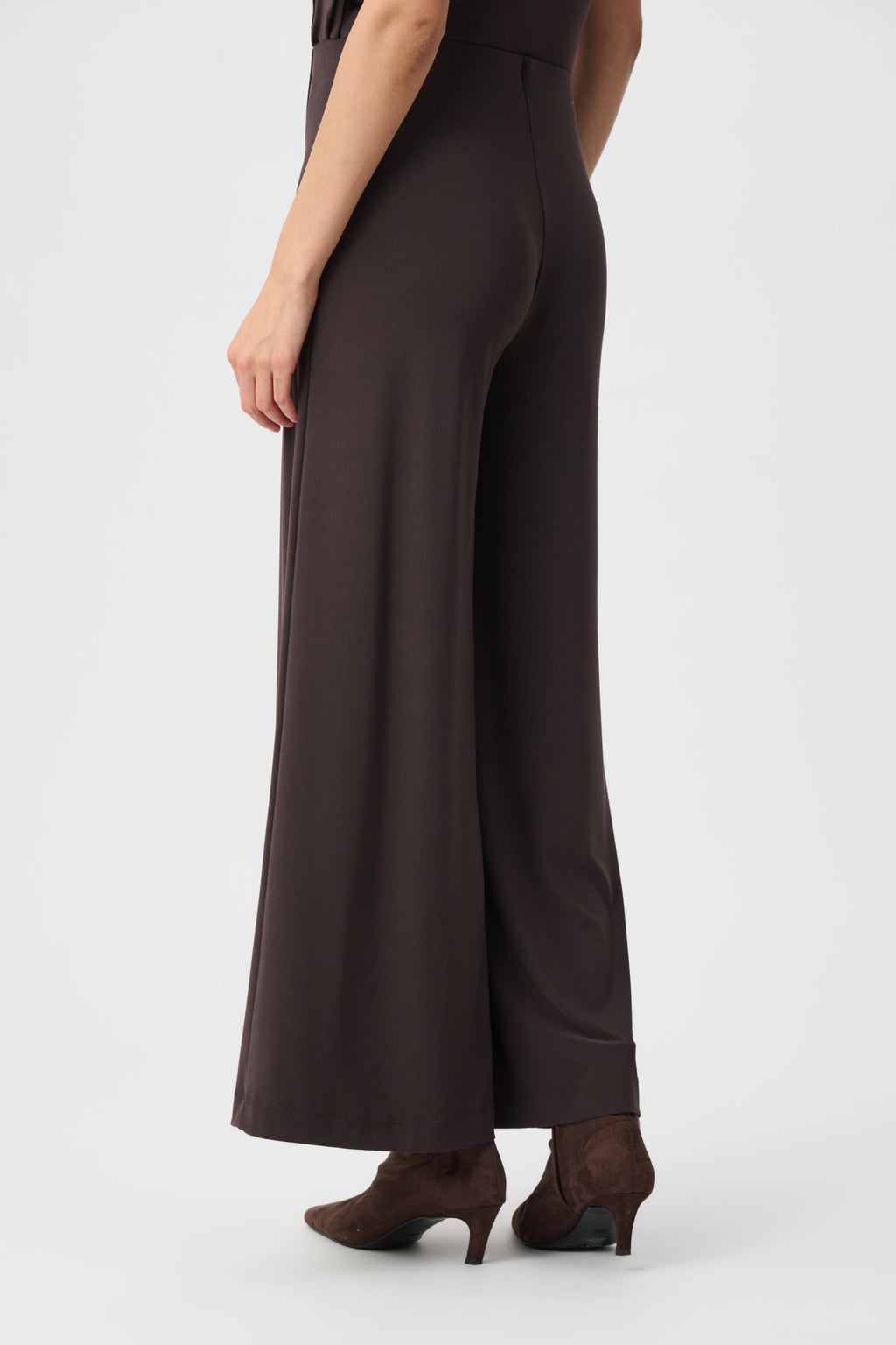 Silky Knit Pull-On Wide-Leg Pants, Mocha