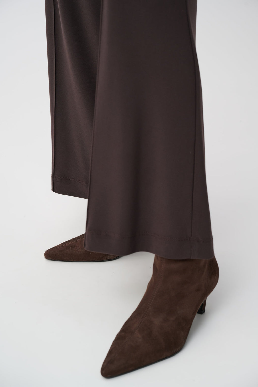 Silky Knit Pull-On Wide-Leg Pants, Mocha