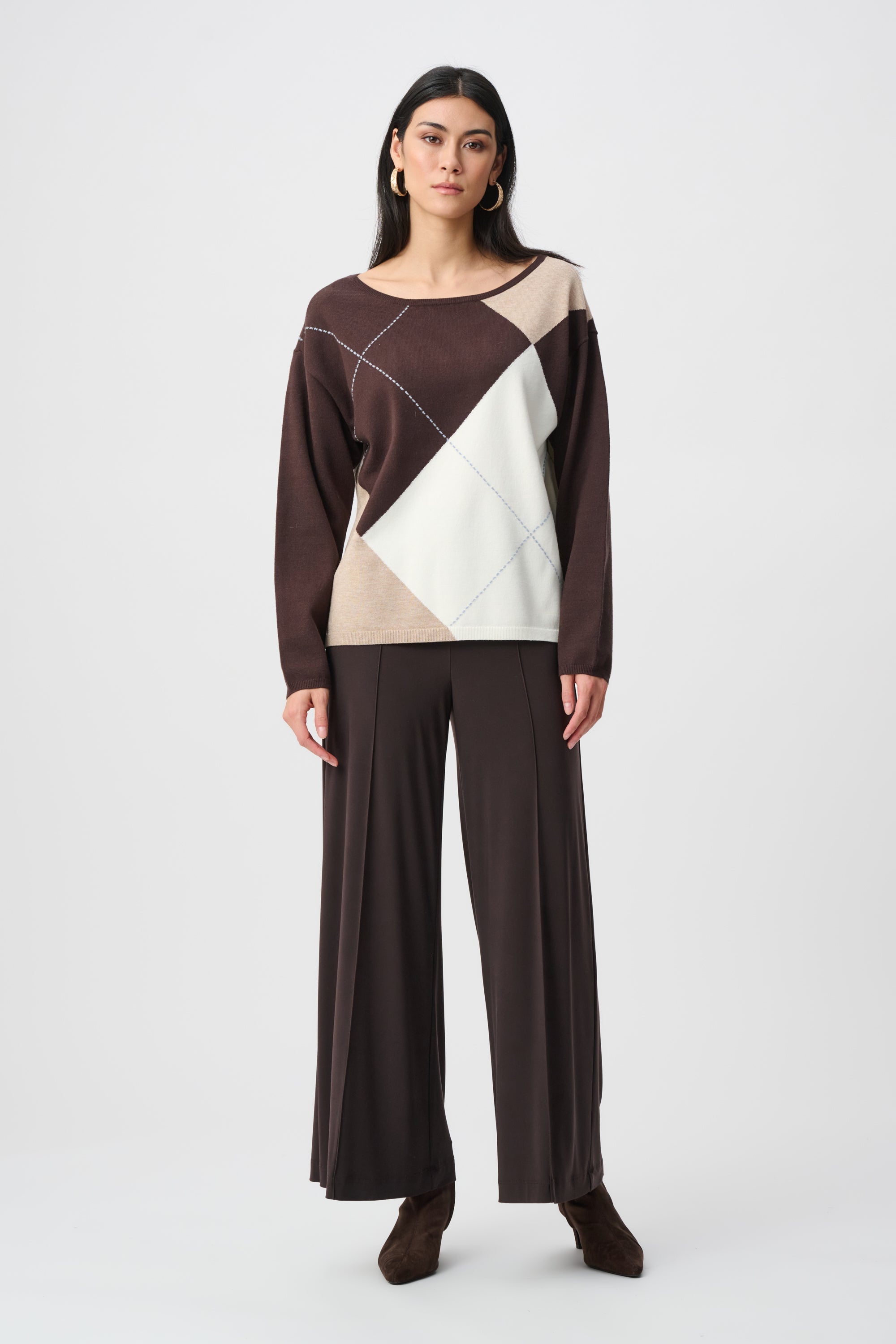 Silky Knit Pull-On Wide-Leg Pants, Mocha