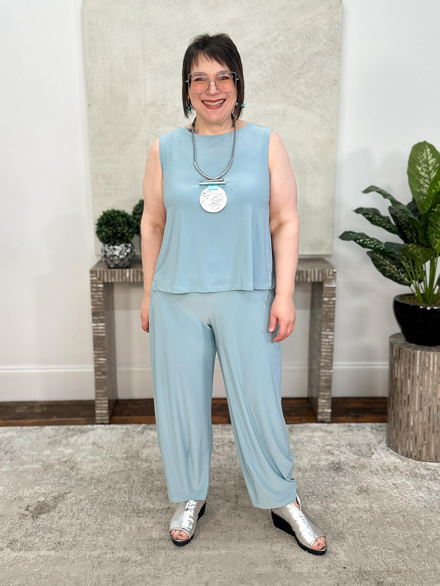Narrow Lantern Pant, Stone Blue