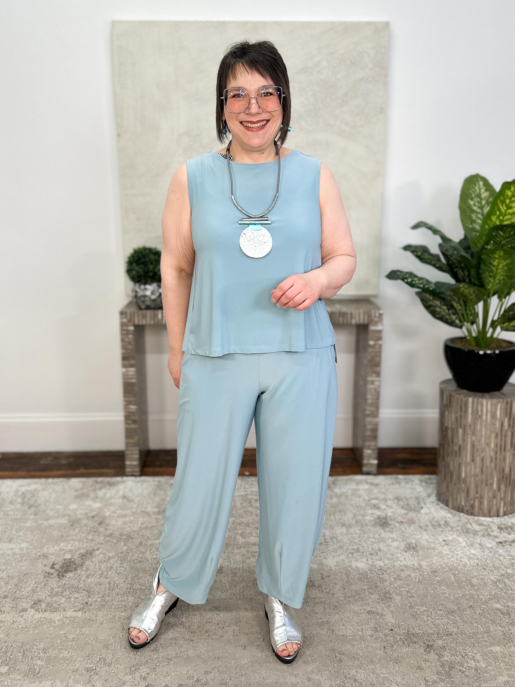 Narrow Lantern Pant, Stone Blue